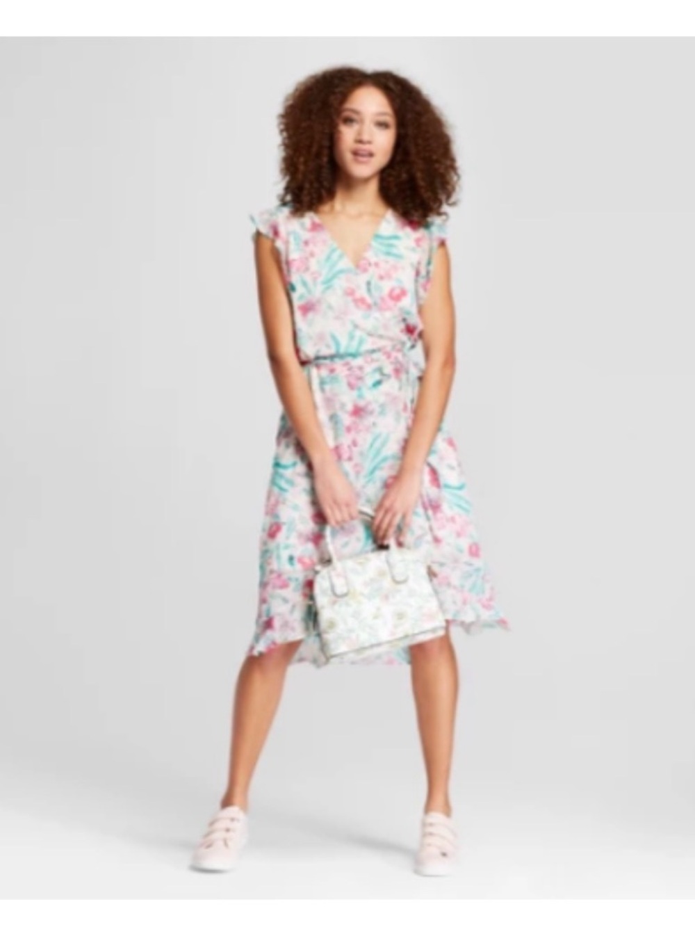 A New Day Women’s Floral Print Midi Wrap Dress M